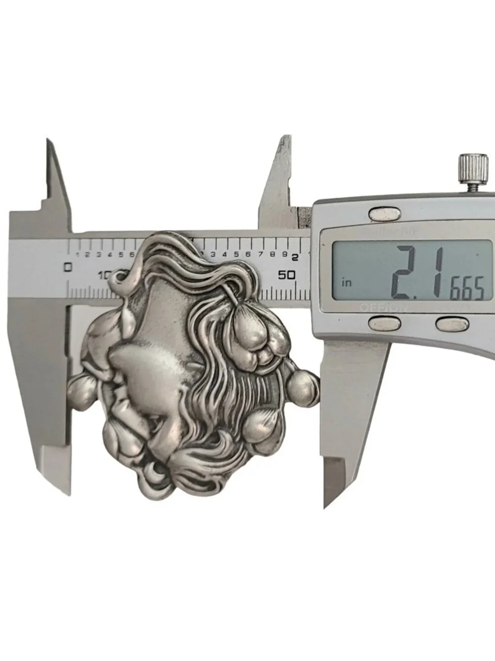 Tine H Pewter Art Nouveau Style Lady Face Brooch, Signed